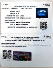 3.95/CT Natural Blue Sapphire with Govt Lab Certificate (34410)